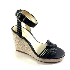 Jessica Simpson Talise Espadrille Platform Wedge Sandals Black Size 9.5 New